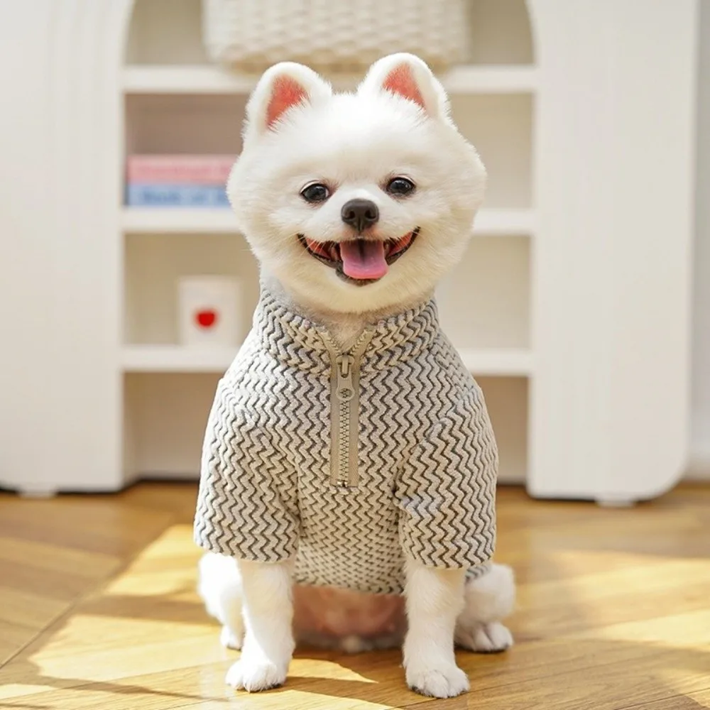 강아지 의상 따뜻한 강아지 후드티 편안하고 부드러운 강아지 스웨트셔츠 지퍼가 있는 단색 강아지 옷 실내외용