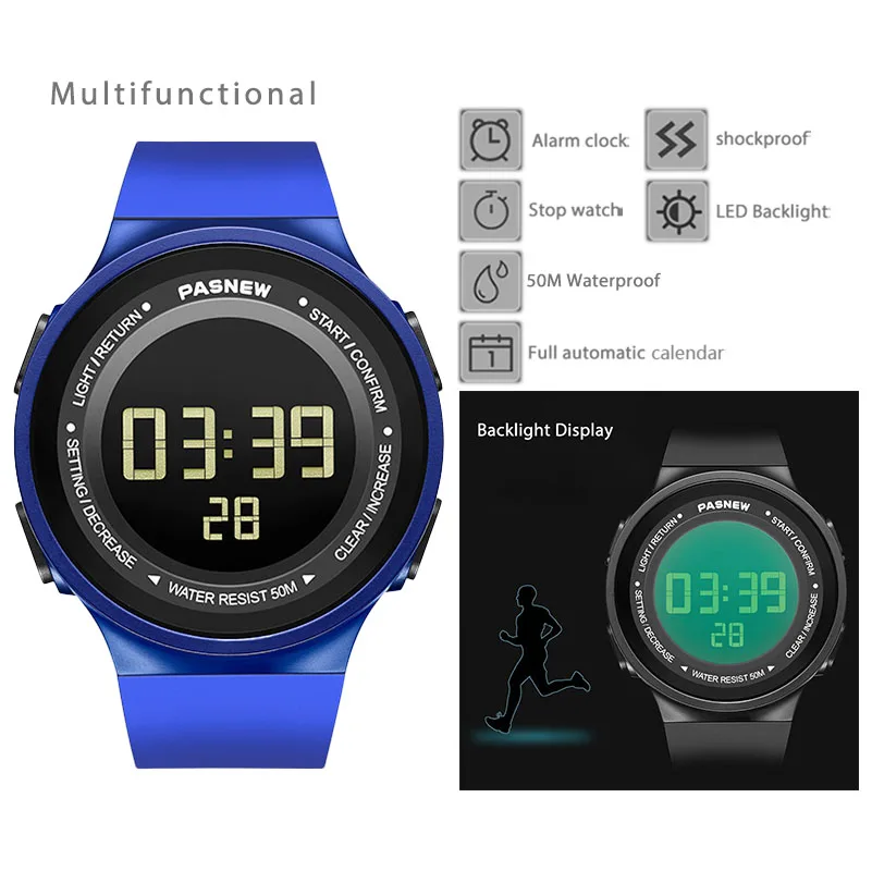 Stylish Women Electronic Wristwatch Black Silicone Pedometer Digital Hand Clock Female Casual Sport Waterproof Led Watches Lady