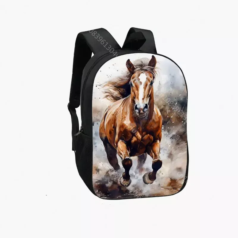 16 Inch War Horse Backpack Running Horse Children School Bags for Boys Girls Animals Pony Rucksack Bookbag Laptop Bag Daypack