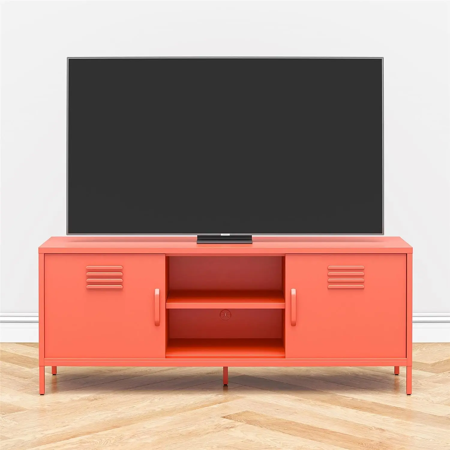 

Cache Metal Locker-Style TV Stand for TVs up to 65", Orange