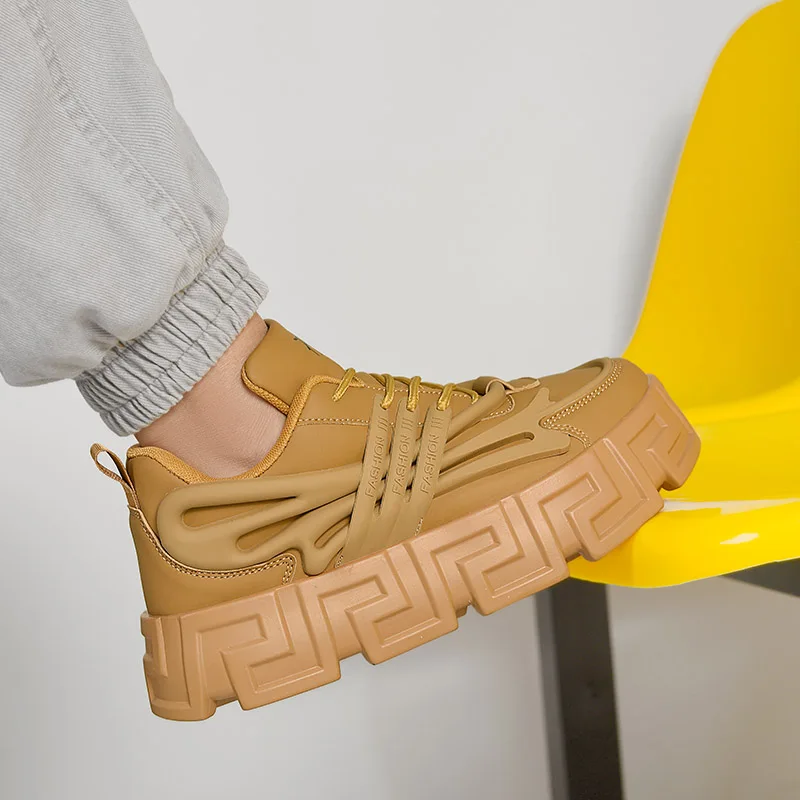 Minority design sense color matching shoes men plus size tide shoes ins Korean casual sports thick soled old men sneakers