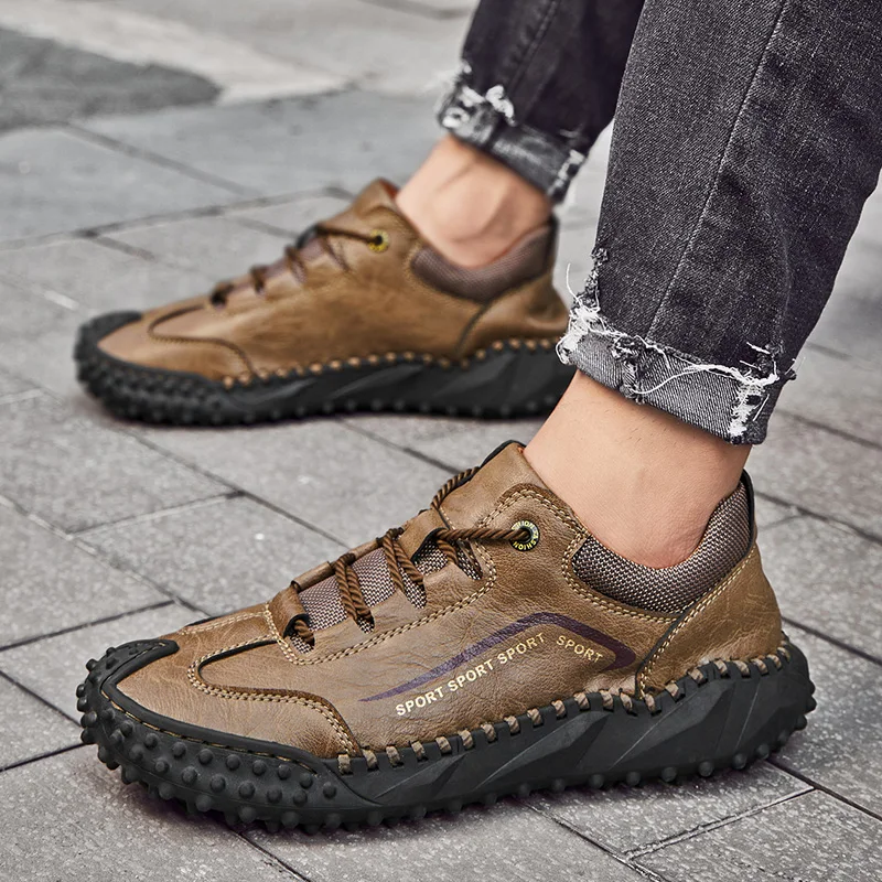 

Men's Casual Shoes Sneakers Genuine Leather Fashion Handmade Retro Leisure Men Shoes Walking Driving Outudoor Hiking Shoes Man
