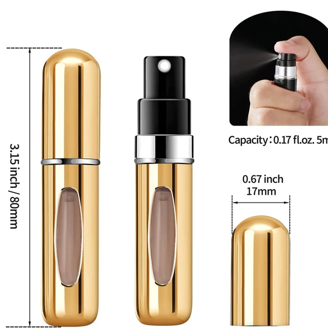 Atomiseur de parfum Portable de 5ml, récipient liquide pour cosmétiques de voyage, Mini vaporisateur en aluminium, bouteille vide rechargeable, 1/4 pièces 4