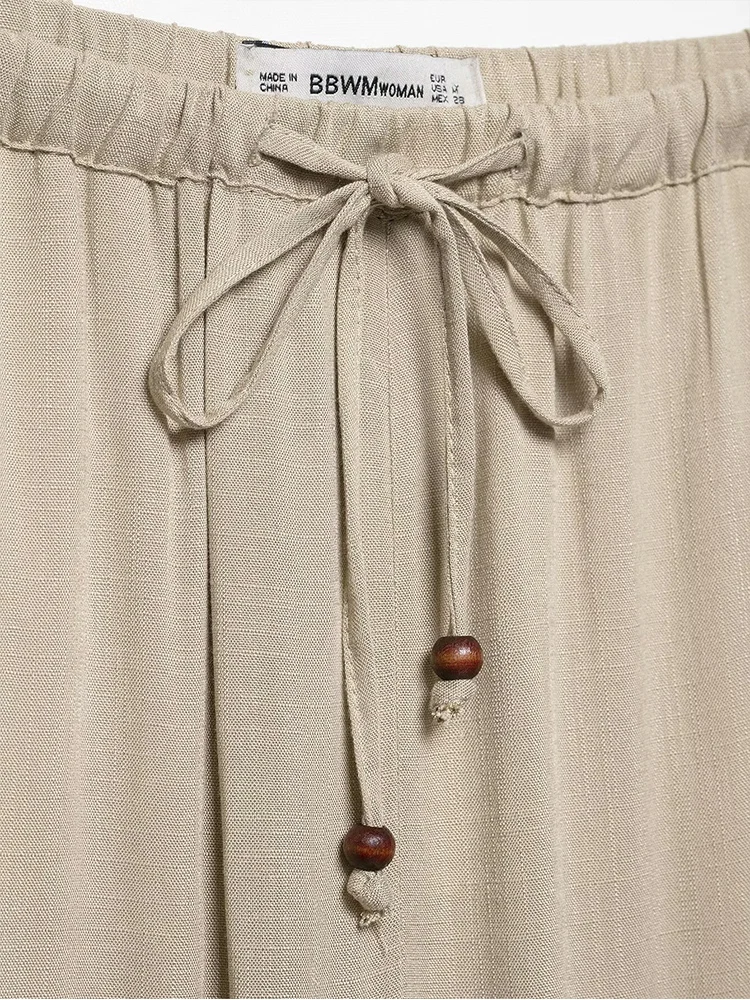 TFMLN New Women Summer Pant Sets Chic Hollow Embroidery Splice Decoration Lapel Blouses Top Solid High Waist Casual Trousers