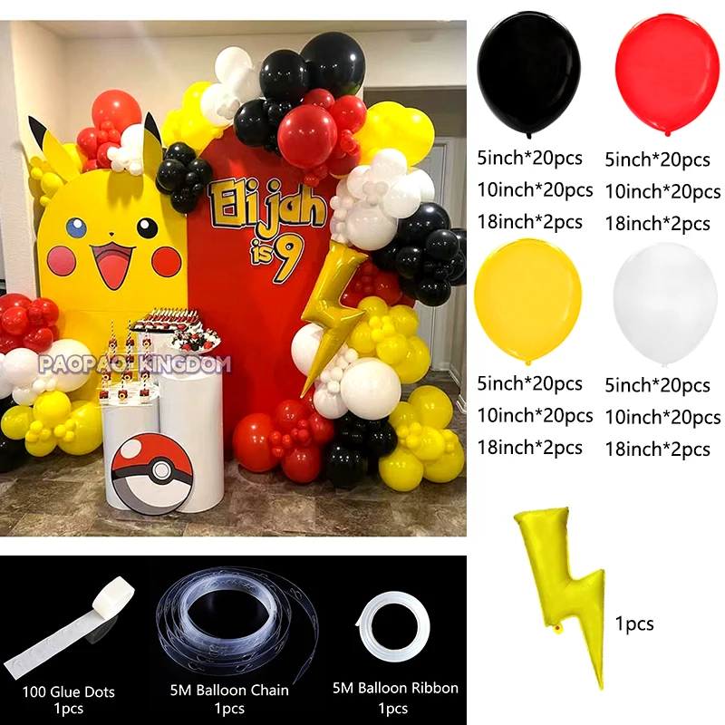 Pikachu Balloon Garland Arch Kit Party Decor Squirtle Bulbasaur Birthday Party Pocket Balloons Kid Gift Toys