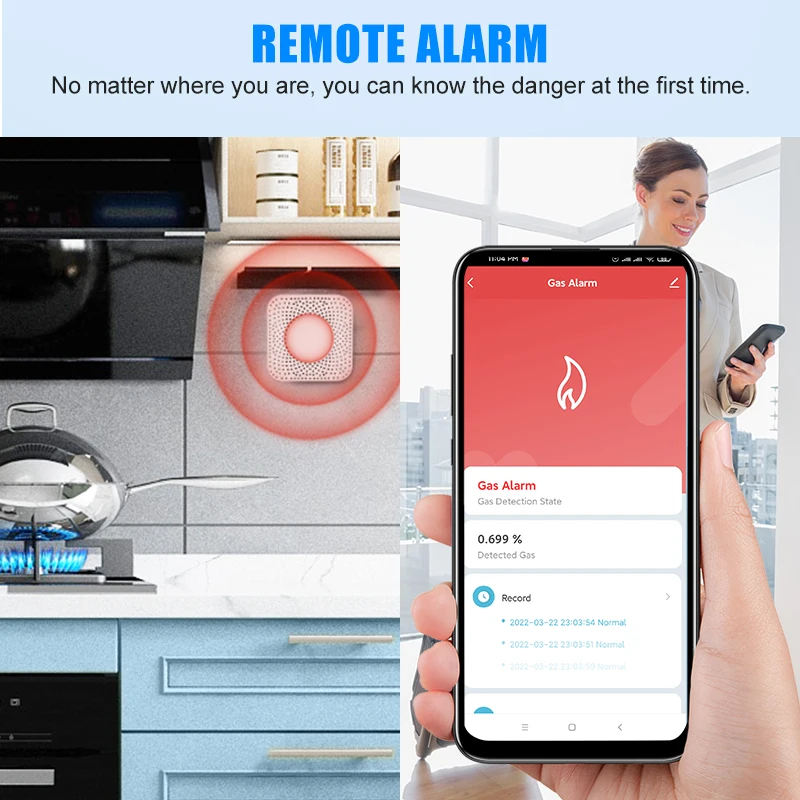 

Tuya WiFi Smart Natural Gas Sensor Alarm Detector Smart Smoke Detector Leakage Sensor Fire Safety Smart Home Security System