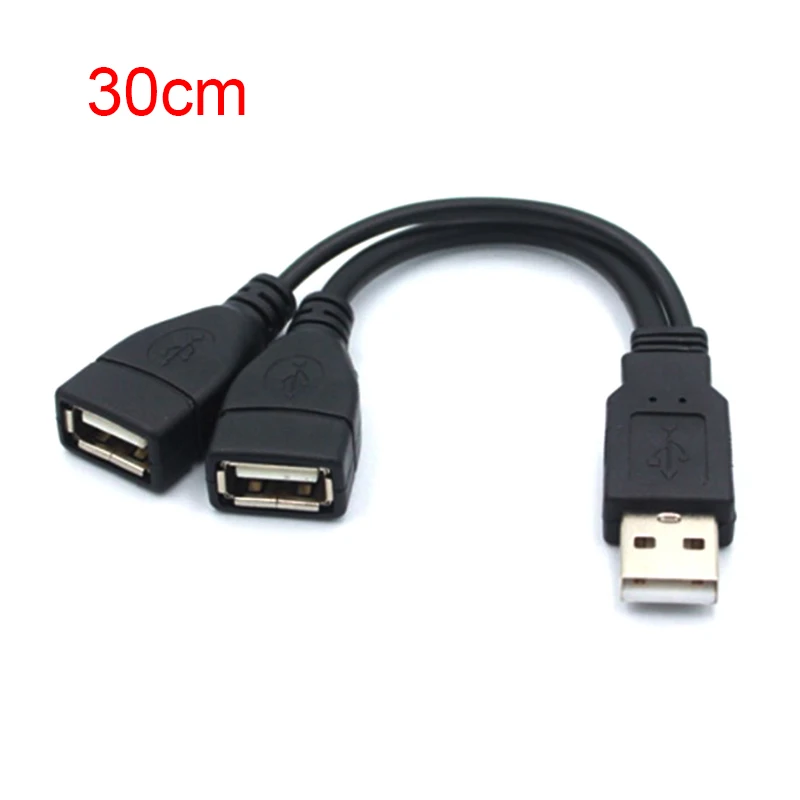 15cm-30cm USB 2.0 Extended Cable USB Double Splitter Cable USB 1 Male to USB 2 Female Power High Quality Extension Cable 1 to 2