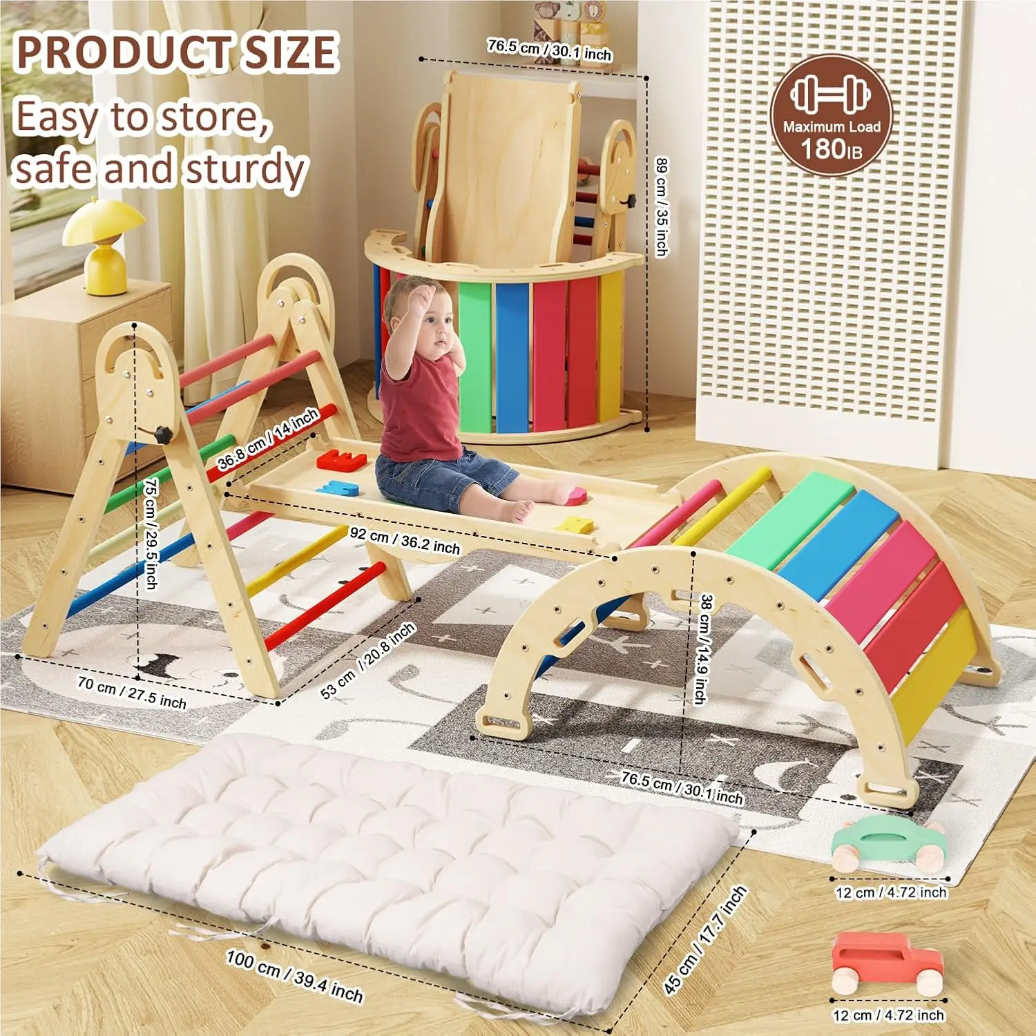 Pikler Triangle Set with Cushion 4