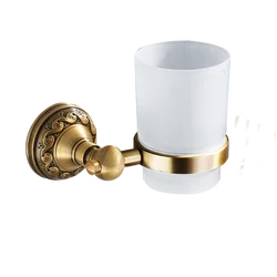 Elegant Antique Brass Bathroom Accessories Set - Includes Robe Hook, Paper Holder, Towel Bar, and Soap Basket (Cup Holder)