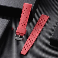 Premium Waterproof Silicone Watch Strap with Quick Release - Universal Diving Bracelet - 22mm (Red)
