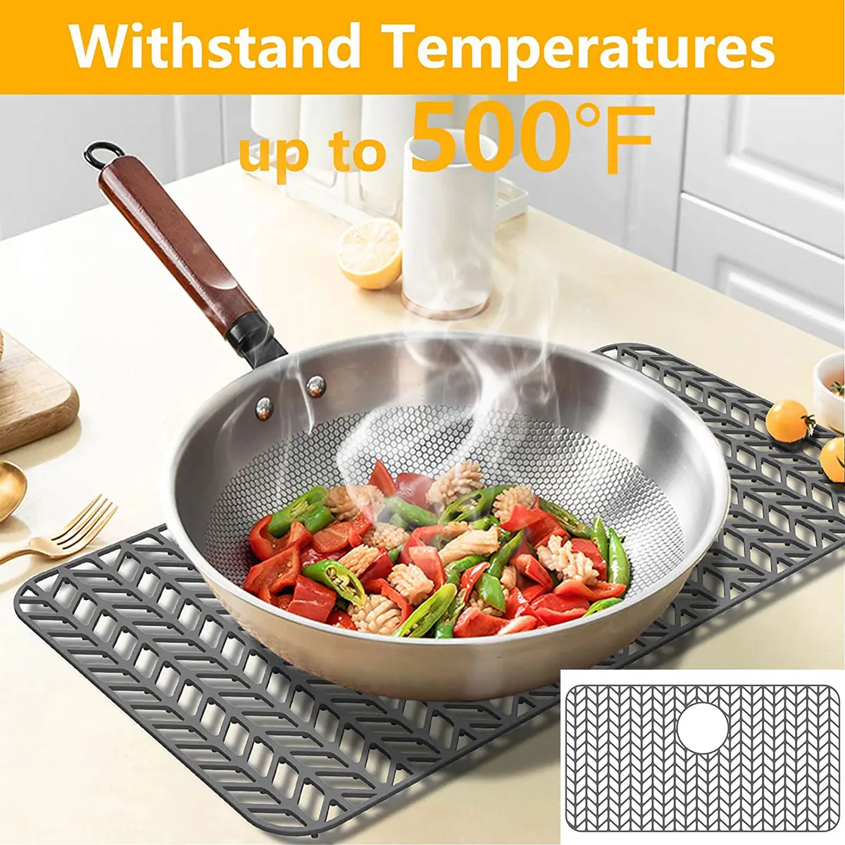 Silicone Sink Protector Kitchen Dishes Draining Bottom Sink Mat Heat-Resistant Grid Tableware Drying Pad Center Drain faucet mat kitchen faucet splash pad