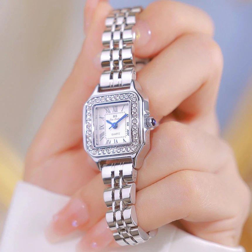 BS New Fashion Luxury Square Watch For Women Gold Bracelet Quartz Waterproof Womens Watches Ladies Wristwatches Dress Clock