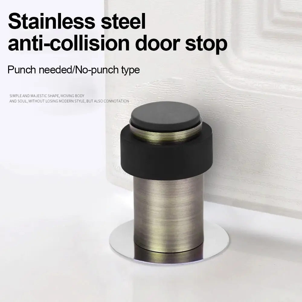 Stainless Steel Rubber Door Stopper 46mm/60mm Anti Collision Floor Holder Wall Protector Door Rear Doorstop Hardware door stopper silicone door stopper magnetic door stopper door stopper bumpers