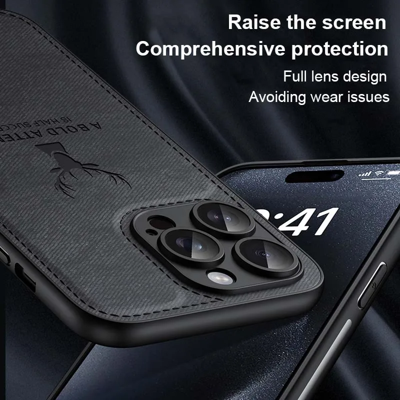 Elegant Luxury Leather Deer Head Phone Case - Shockproof Soft Silicone Cover