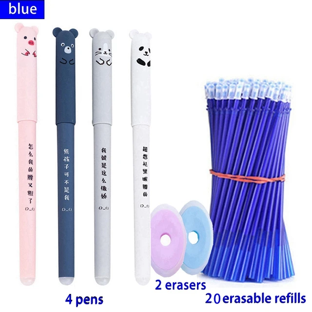 Haile 30 Pcs/set Cute Erasable Gel Pen Ballpoint Pens Rod 0.5mm Refills Blue/Black Ink Washable Handle School Writing Supplies blue 26 Pcs set I