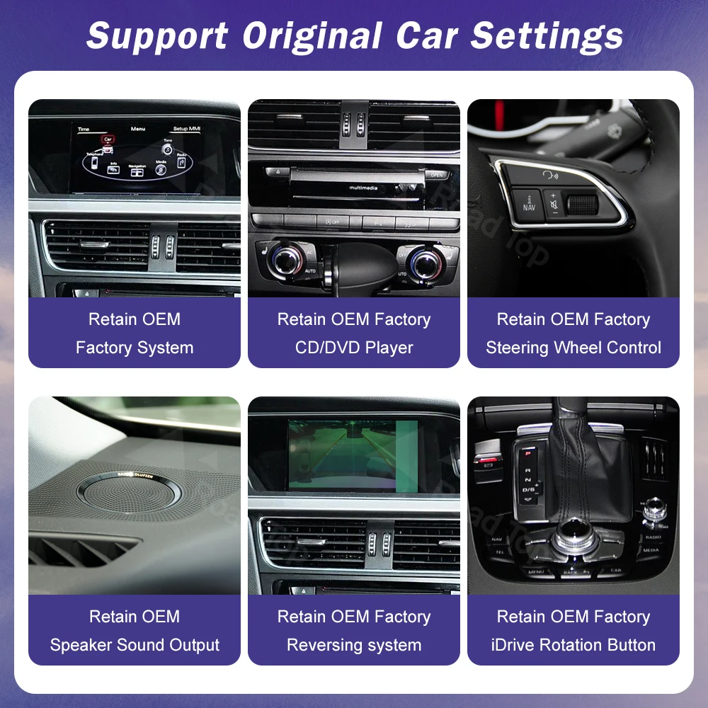Pantalla táctil Linux Multimedia para coche de 8,8 "12,3" para Audi A4 2009-2015 CarPlay inalámbrico Android Auto Airplay Multimedia para coche 5