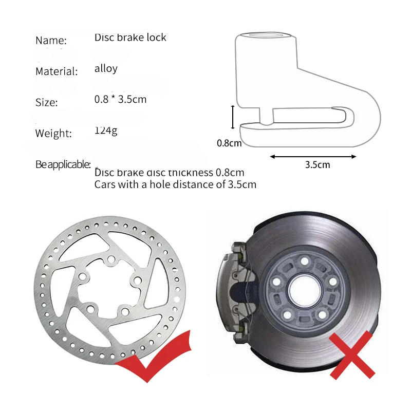 Description Picture 6 of itemBicycle Disc Brake Lock Anti Theft Wheel Disc Brake Lock for Electric Scooter Bicycle MTB Mountain Road Bike Padlock with 2 Keys