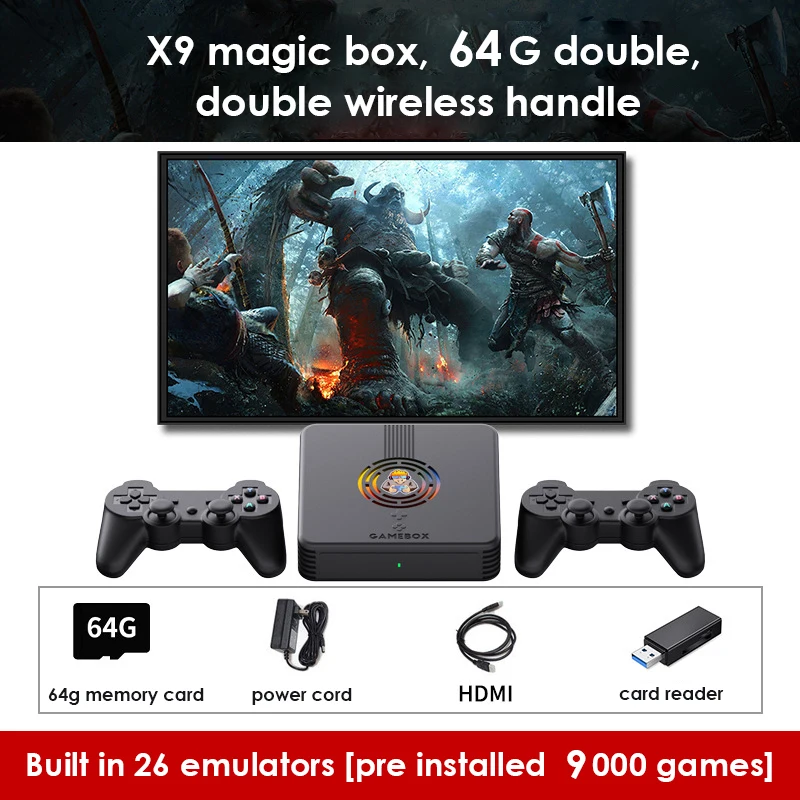 

X9 Video Game Console Home Double Wireless Controller Game Stick TV Game Console 4K 20,000 Game 60 Simulator Retro Games