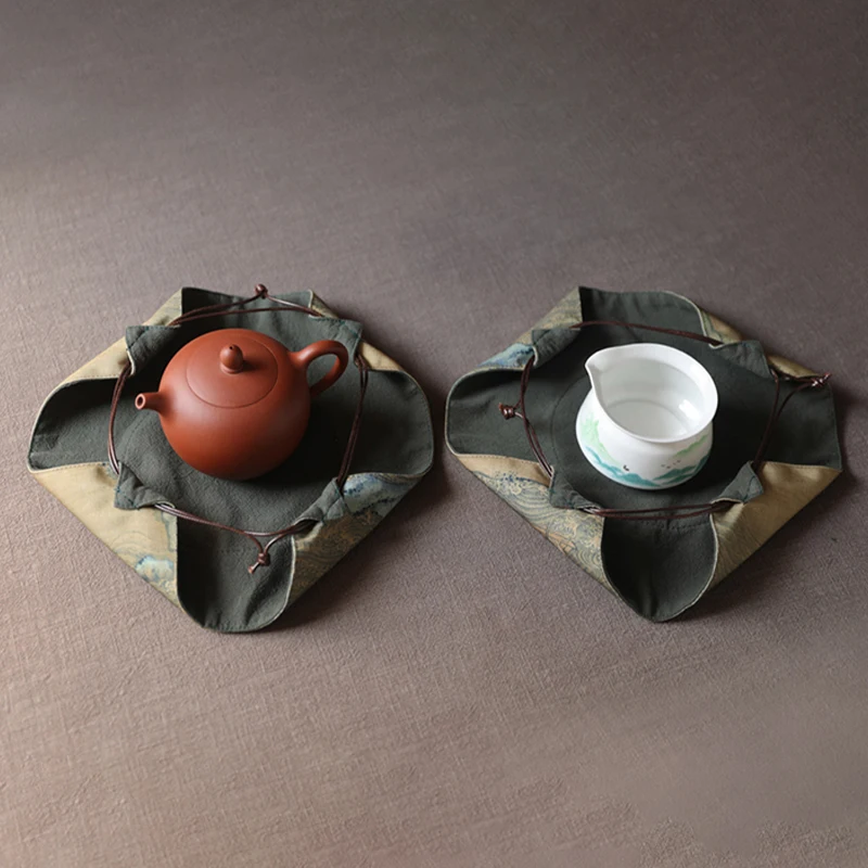 Chinese Style Teapot Teacup Storage Bag Pouch Portable Outdoor Travel Canisters Gaiwan Package Tea Set Drawstring Cloth Bag