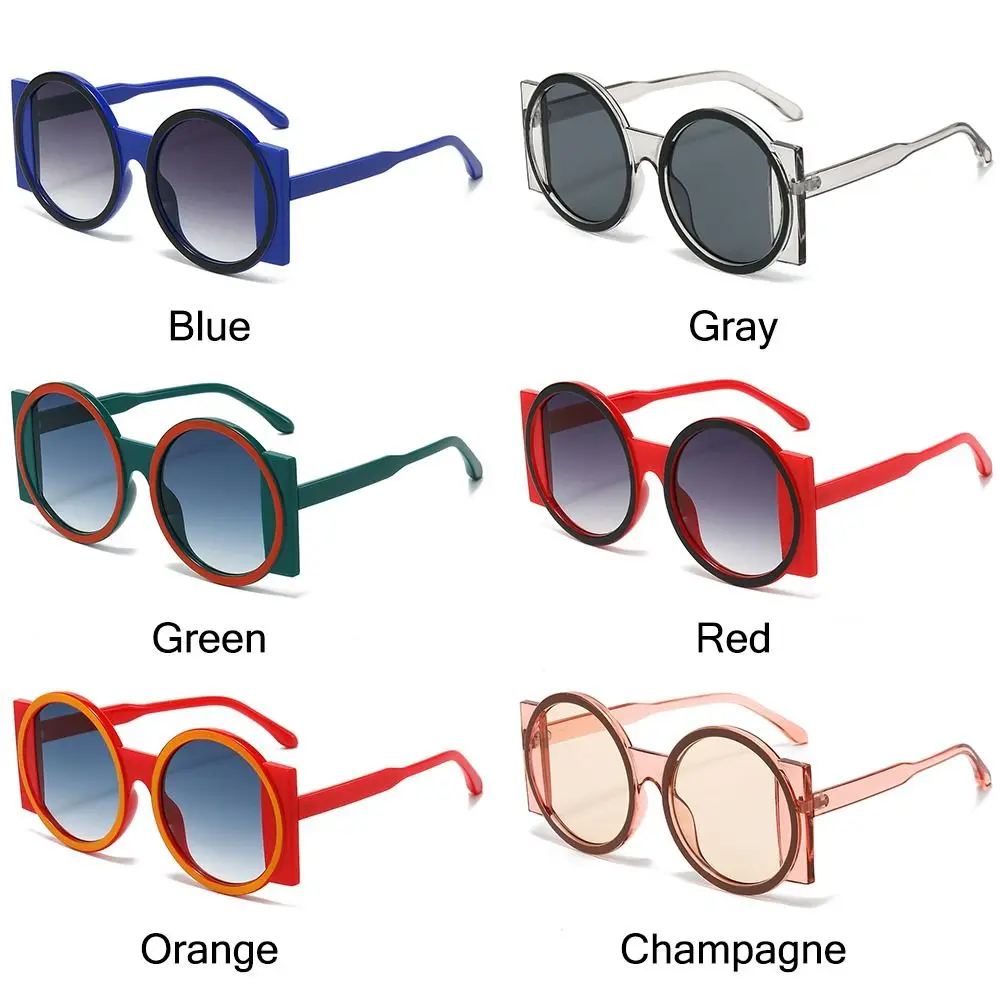 Retro Oversized Round Sunglasses UV400 Unique Gradient Sun Glasses Contrast Color Shades for Women & Men