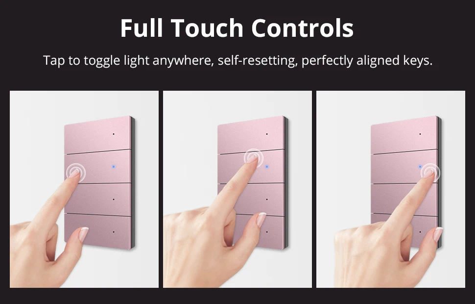 Zigbee Aluminum Alloy Light Switch Full Button Activation 1 2 3 4 Gangs Neutral