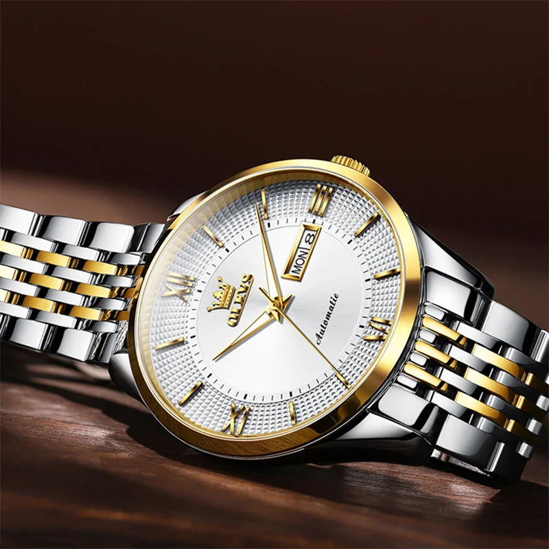 OLEVS Top Luxury MIYOTA Automatic Mechanical Watch Men Fashion Sapphire Men's Watches Calendar Business Mens Clock reloj hombre