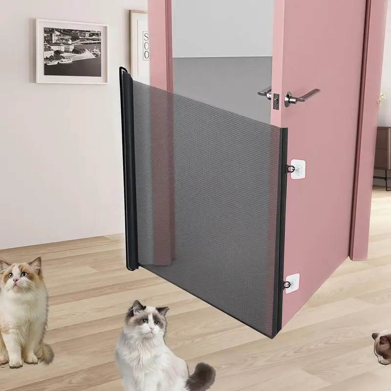 NEW Retractable Indoor Pet Safety Gate Wide Outdoor Cat Enclosures Retractable Mesh Gate Doors Hallways Mounting Accessories