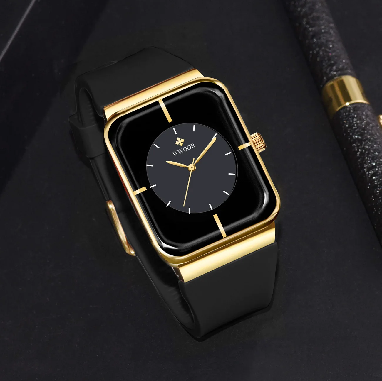 WWOOR  Men's Watches Top Brand Luxury Watch For Men Gold Fashion Stainless Steel Waterproof Quartz Wristwatch  Relogio Masculino 4