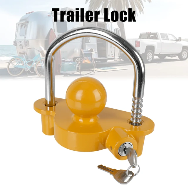 RETRUE Universal Coupler Lock Trailer Locks Ball Hitch Trailer Hitch Lock  Adjustable Security Heavy-Duty Steel Fits 1-7/8 Inch, 2 Inch, 2-5/16 Inch
