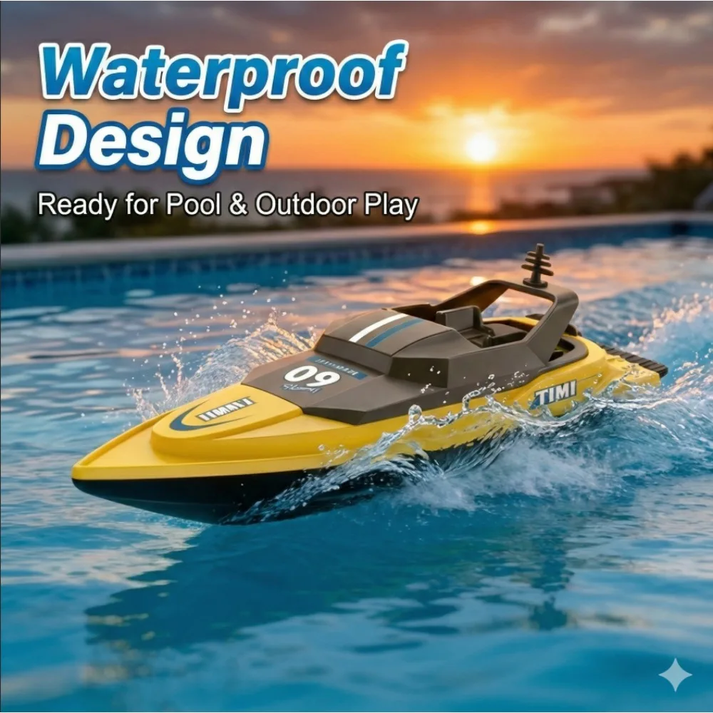 Bateau RC haute vitesse double hélice 2.4GHz - Jouet radiocommandé pour piscine