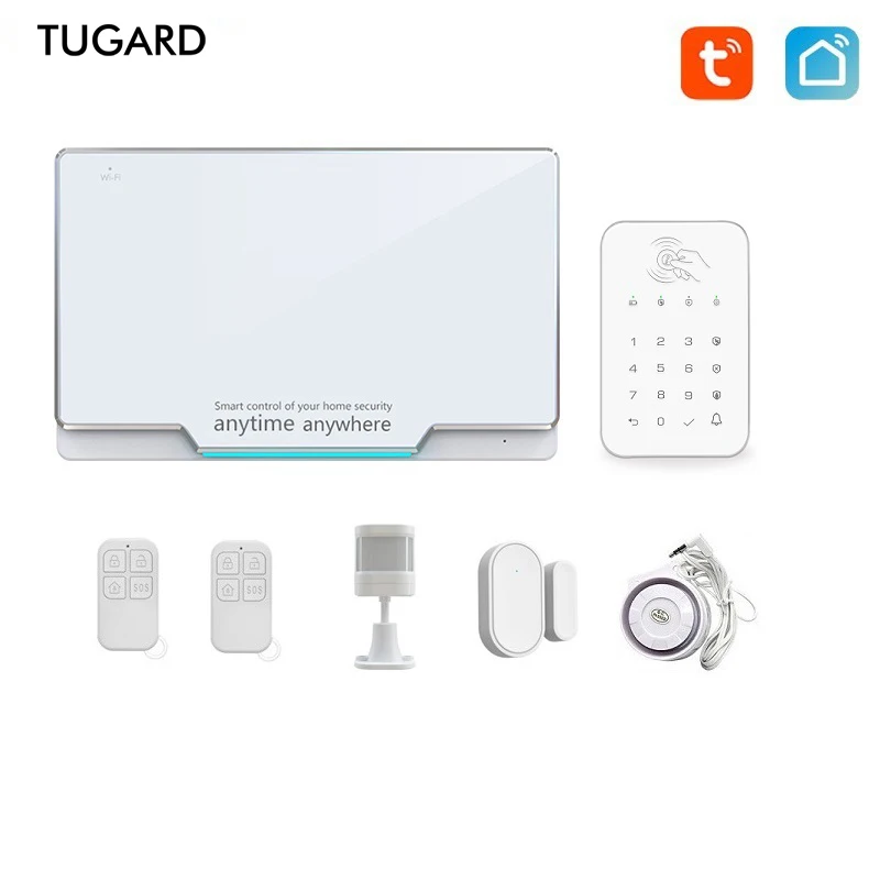 

Система охранной сигнализации TUGARD с Wi-Fi, комплект домашней системы безопасности с беспроводным огнеупорным датчиком противоугонной сигнализации для умного дома Tuya