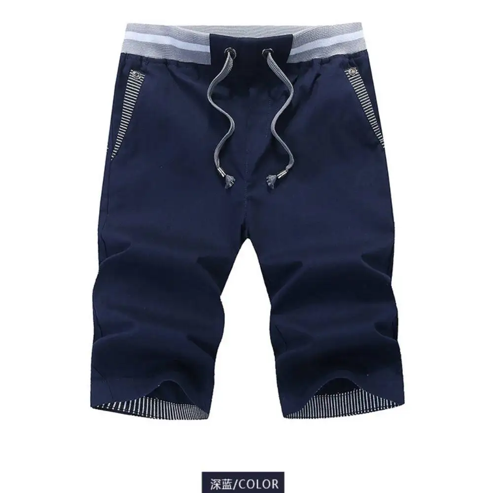 Mens Casual Trousers Drawstring Pockets Cotton Beach Short Pants Fitness Jogger Workout Slacks Sweatpants Man Sports Shorts