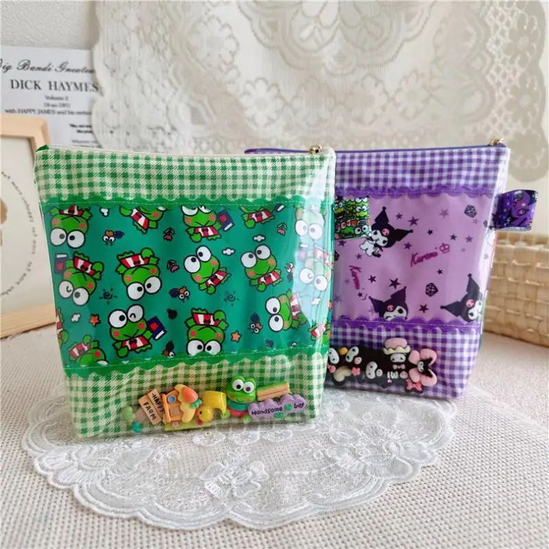 Borsa Cosmetica Kawaii Sanrioed Keroppi Kuromi Cartoon Cute High Capacity Cosmetic Lipstick Key Storage Bag Travel Girl Festival