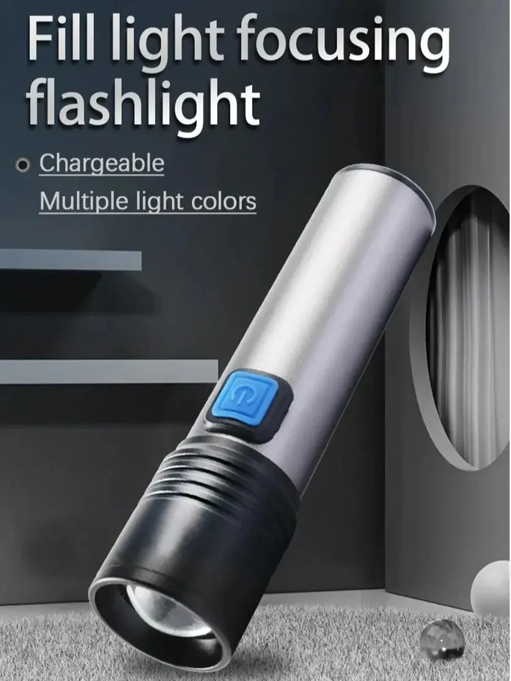 Description Picture 4 of itemHigh Power 395nm UV LED Flashlight USB Charge Zoomable Torch Waterproof for Emergency Ultraviolet Urine Detector Light