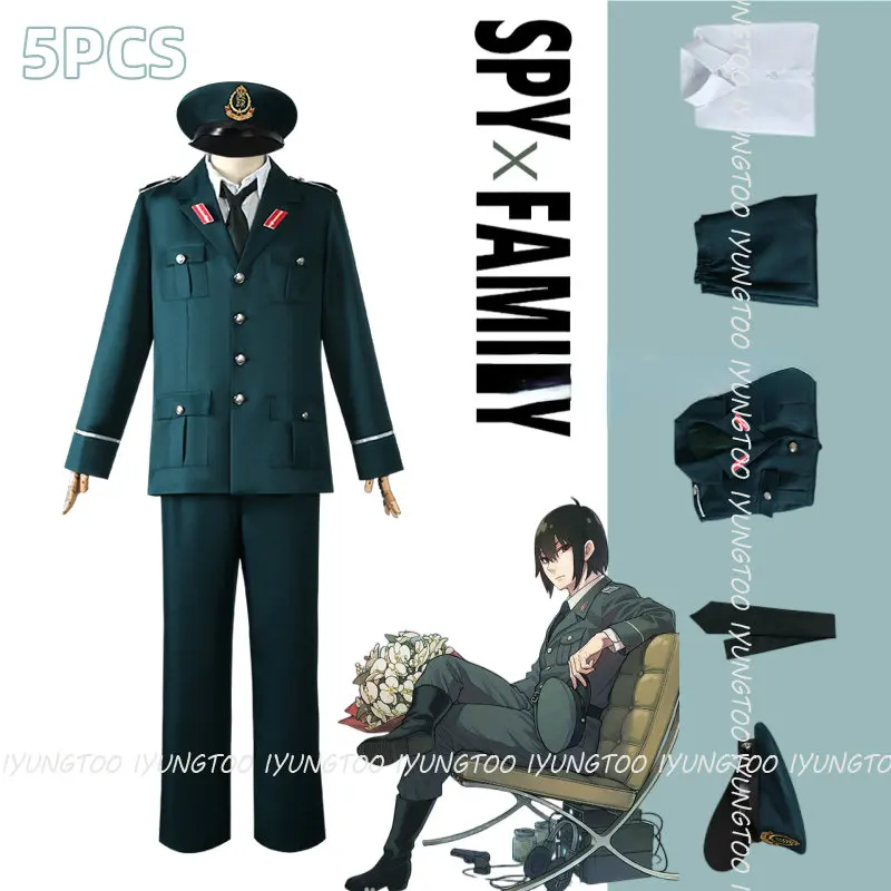 

Anime Spy X Family Yuri Briar Cosplay Costume Military Uniform Green Suit Jacket Pants Outfit Hat Yor Fotger Men Woman Cos Party