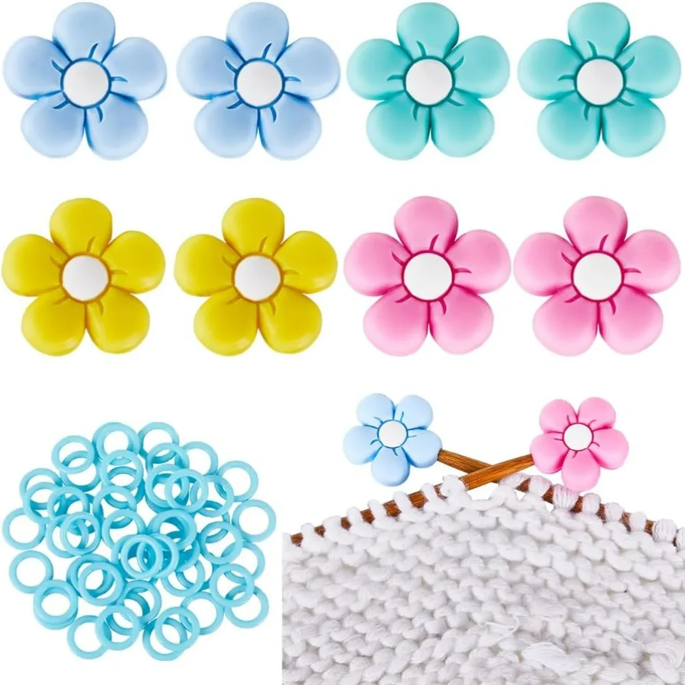 Protectors with Plastic Crochet Markers Silicone Daisy Knit Needle Stopper Point Protector End capss for Crocheting Quilting