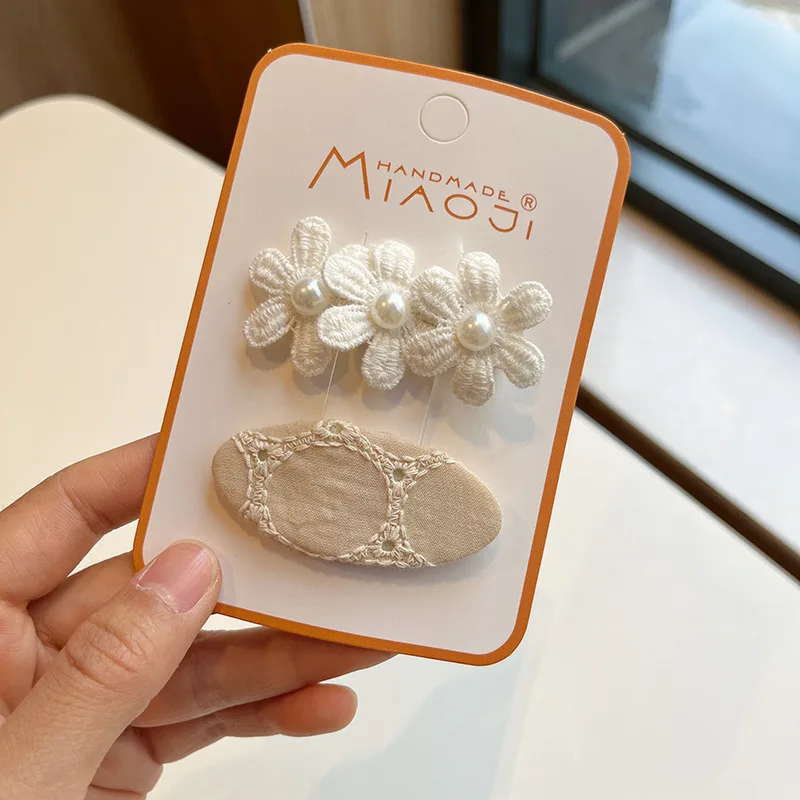 2 teile/satz Mädchen Stoff haarspangen mädchen Baby niedlichen Bogen haarspange Kinder Blumen haarklammer Spitze Stickerei Haarnadeln und Clips Haarschmuck – Detail 7