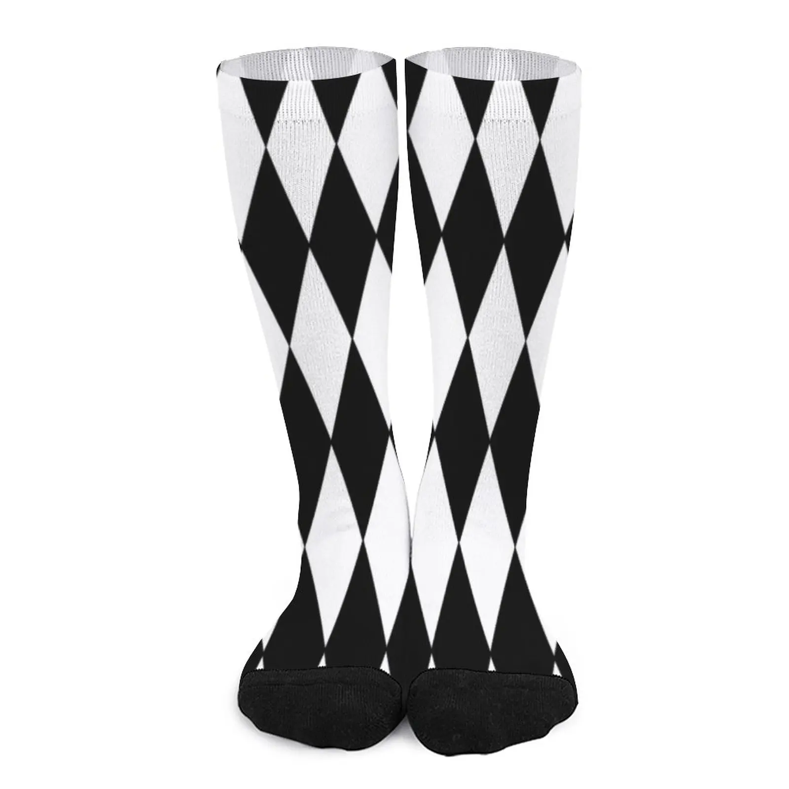 LARGE BLACK AND WHITE HARLEQUIN- DIAMOND- ARGYLE PATTERN DESIGNED FOR HOME DECOR AND CLOTHING Socks Funny socks man snow ночник funny panda white