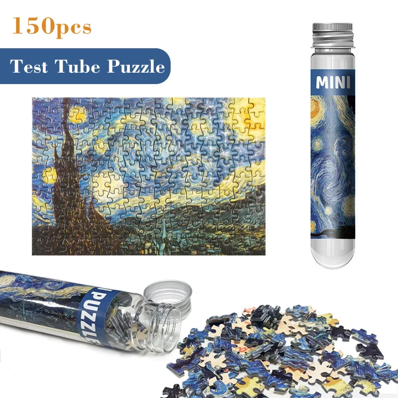 Wooden Jigsaw Puzzles Jigsaw Puzzles Test Tube Puzzle Mini Jigsaw Puzzle Educational Puzzles 150pcs Test Tube Jigsaw Puzzle World Famous Painting Van Gogh The Starry Night Christmas Gift