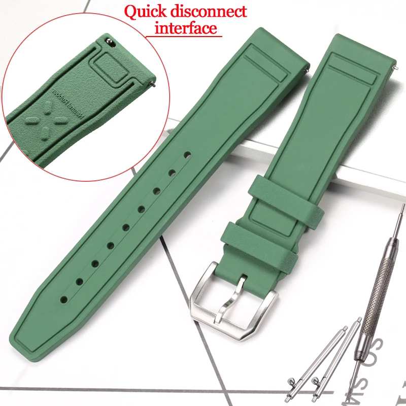 thumbnail image 1 of Correa de caucho fluorado para reloj de repuesto IWC Pilot para hombre, 20, 21 y 22 mm, resistente al agua, con hebilla deportiva, accesorios para reloj, 1 of 5