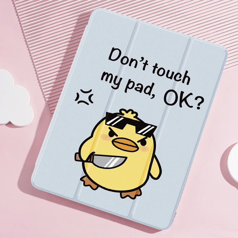 Protective Case with Pen Slot and Double-Sided Pattern, Sleep-Wake Support