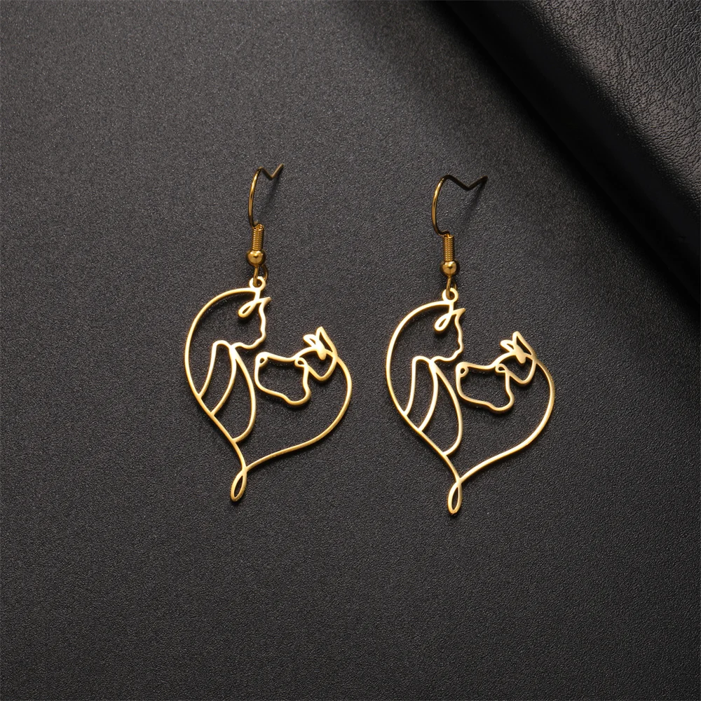 Cute Cat and Dog Dangle Earrings for Girls Stainless Steel Lovely Kitten Animal Drop Earring Fashion Jewelry - PeticaDeals