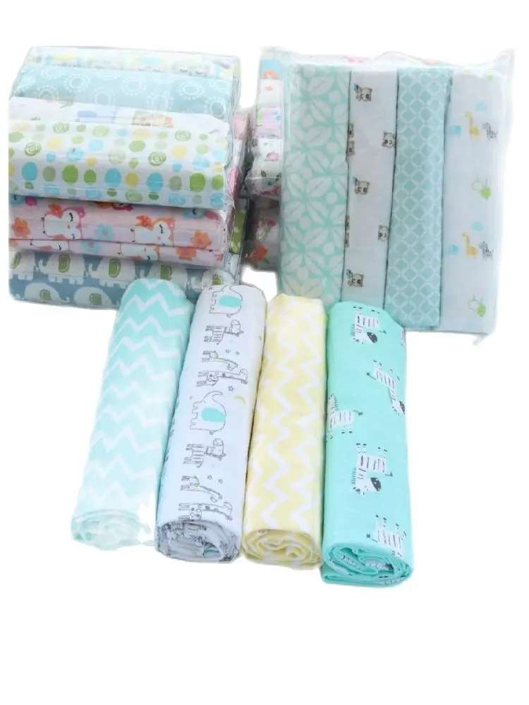 4pcs/pack 76x76cm 100% Cotton Flannel Diapers Supersoft Receiving Baby Blanket Newborn Wrap Print Blanket Swaddle Bedsheet 6