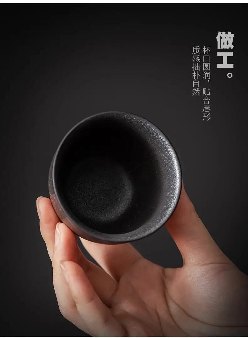 Description Picture 6 of itemGilt Ceramic Teacup Tea Cup Japanese Kung Fu Tea Set Ceramic and Pottery Household Retro Master Cup Teaware Kitchen Dining Bar