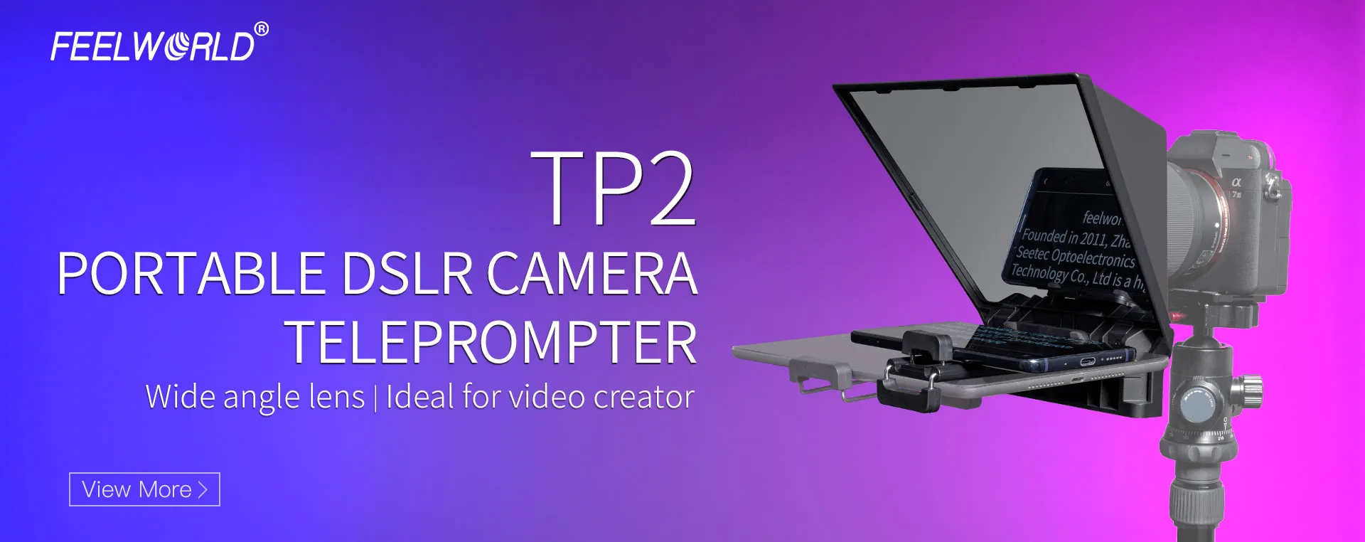 FEELWORLD TP2 Portable Teleprompter DSLR Camera with Remote FEELWORLD TP2 Portable Teleprompter DSLR Camera with Remote