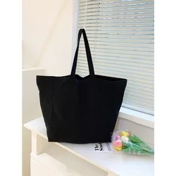 Chic Minimalist Canvas Tote Bag - Large Capacity and Durable Shoulder Handbag (Black)
