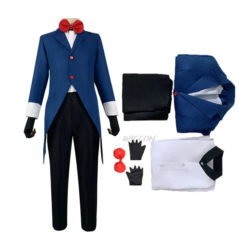 

Anime Hazbin COS Hotel ALASTOR Costume Blue Uniform Suit Halloween Carnival Costumes Hazbin Cosplay Hotel ALASTOR cosplay