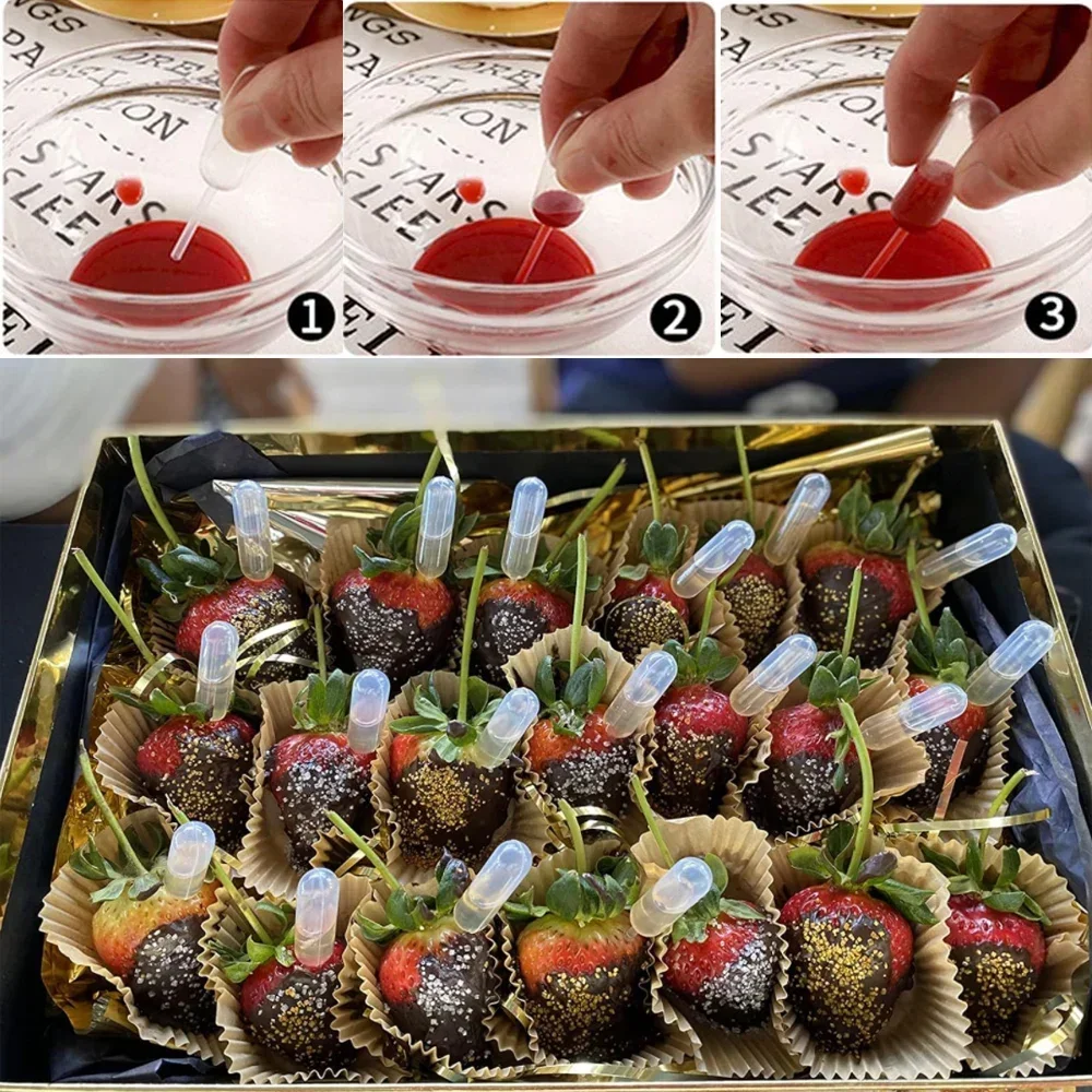 200Pcs 4ml Disposable Mini Jam Dropper Cupcake Sauce Squeeze Transfer Pipettes Dropper Dessert Stuffed Cake Decor Cake Syringe