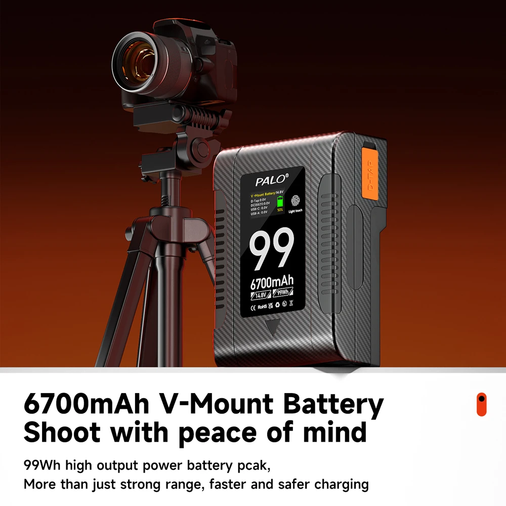 Camera Battery Mini V Mount V-Lock BP-99 BP199 PD 60W Fast Charging For SONY Camcorder Broadcast Video Light Monitor
