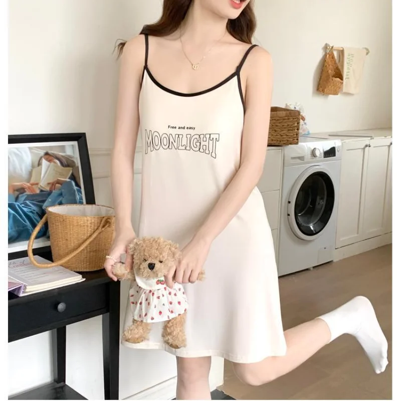 Women Nightgowns Women Nightdresses Sleeping Dress 150kg Extra Large Size Sweet Suspender Nightdress Women's Loose Home Clothes Summer Thin Pajama Can Be Worn Outside Loungewear